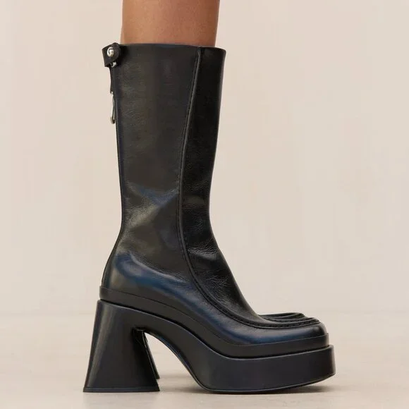 cult gaia Shoes Cult Gaia Emersyn Boot In Black Leather Chunky
